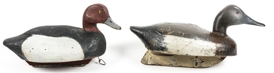 CARVED WOOD DUCK DECOYS LOT OF 2