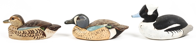 PAINTED WOOD DUCK DECOYS LOT OF 3