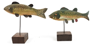 FOLK ART FISH CARVINGS & FISH STATUETTES LOT OF 6