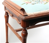 EARLY 20TH C. BENCH WITH EMBROIDERED SEAT