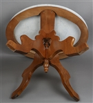 20TH C. OAK END TABLE WITH MARBLE TOP