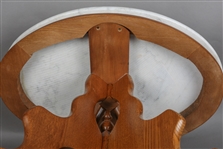 20TH C. OAK END TABLE WITH MARBLE TOP
