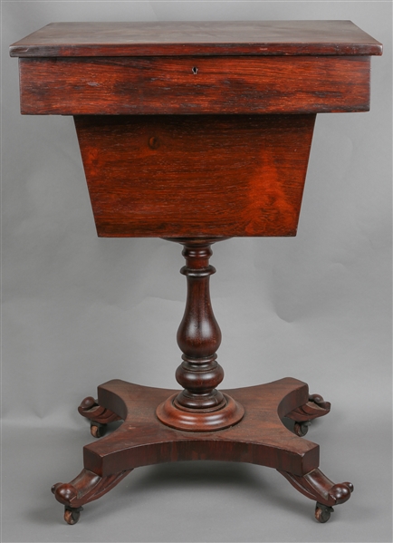 20TH C. WALNUT SEWING SIDE TABLE 
