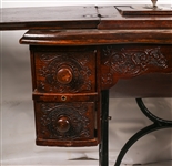 EARLY 20TH C. TREADLE SEWING MACHINES & WOOD CABINET