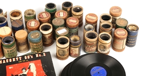 40+ 78MM GRAMOPHONE & 40+ PHONOGRAPH CYLINDER RECORDS
