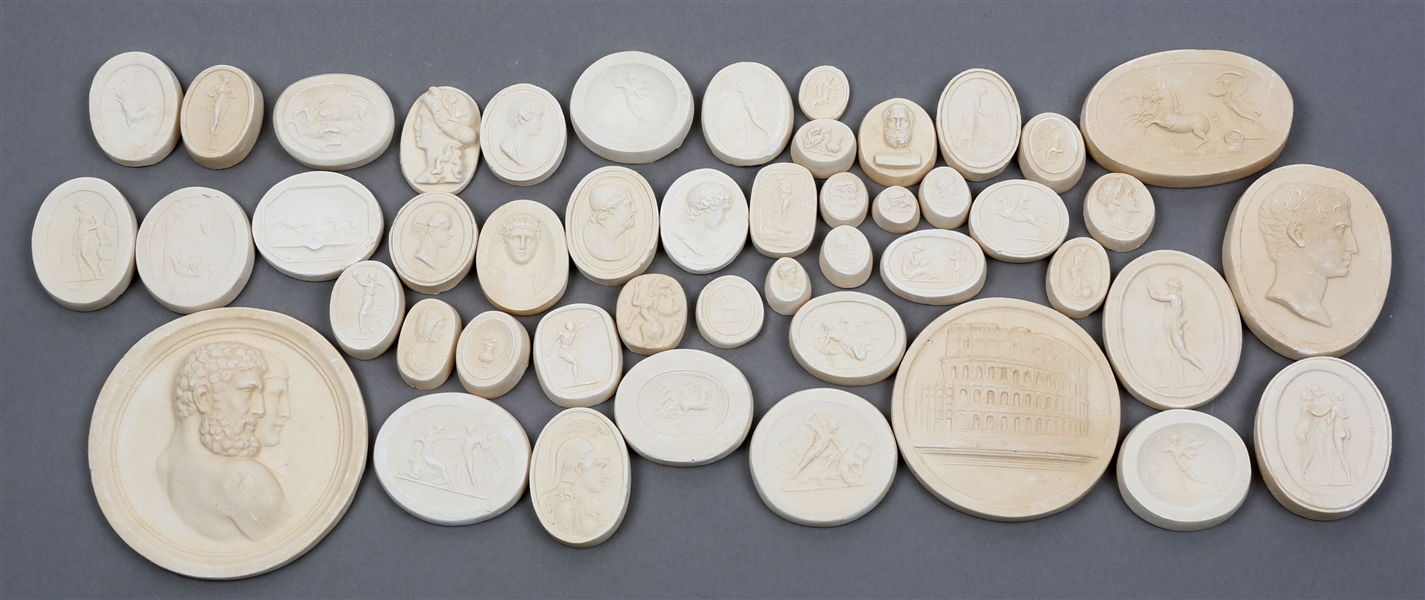 GRAND TOUR STYLE PLASTER CAMEOS & INTAGLIOS LOT OF 47