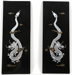 PAIR OF CHINESE DRAGON LACQUER PANELS 