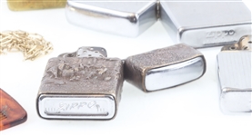 ZIPPO LIGHTERS, SILVER PLATE COMB, & COMPACT LOCKET
