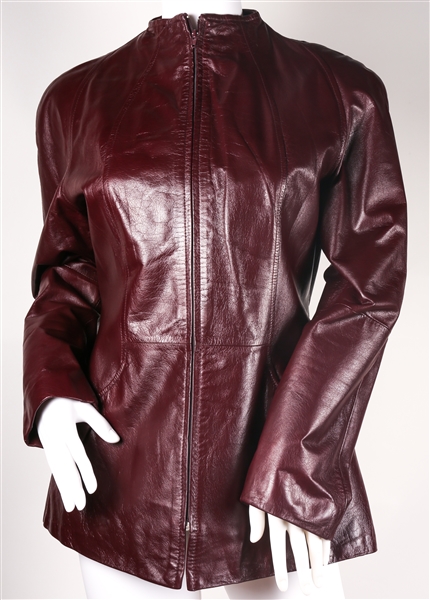 Lot Detail - DANIER WOMEN'S BURGUNDY LEATHER JACKET