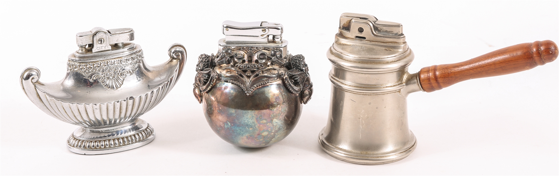 SILVER TONE TABLE LIGHTERS - LOT OF 3