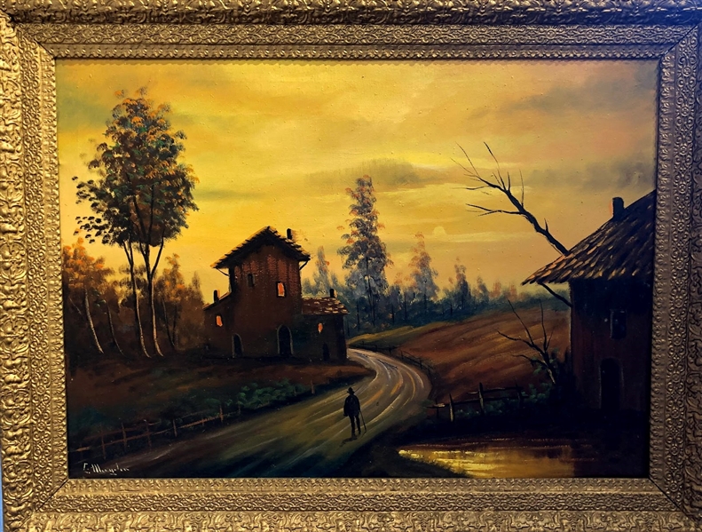 COUNTRY LANDSCAPE PAINTING IN GILT FRAME