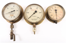 EARLY 20TH C. BRASS PRESSURE GAUGES 