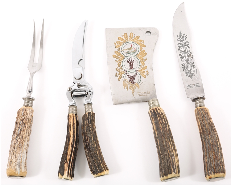 GERMAN STAG HANDLE MEAT CARVING CUTLERY PIECES