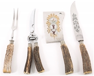 GERMAN STAG HANDLE MEAT CARVING CUTLERY PIECES