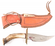 BOB SCHOPP BCS STAG HANDLE FIXED BLADE HUNTING KNIFE