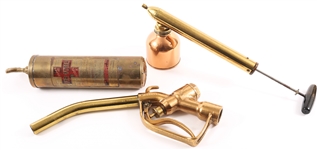 BRASS FIRE EXTINGUISHER, SPRAYER, & GAS PUMP HANDLE