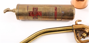 BRASS FIRE EXTINGUISHER, SPRAYER, & GAS PUMP HANDLE