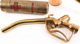 BRASS FIRE EXTINGUISHER, SPRAYER, & GAS PUMP HANDLE