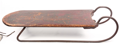19TH & EARLY 20TH C. ICE SKATES AND SNOW SLED
