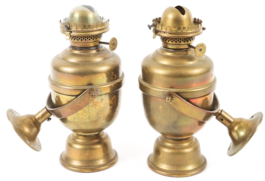 20TH C. BRASS PERKO GIMBAL OIL LAMPS