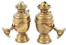 20TH C. BRASS PERKO GIMBAL OIL LAMPS