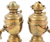 20TH C. BRASS PERKO GIMBAL OIL LAMPS