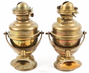 20TH C. BRASS PERKO GIMBAL OIL LAMPS