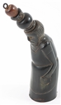 20TH C. CARVED HORN FIGURAL POWDER FLASK