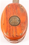 20TH C. BLOCK AND TACKLE PULLIES & BRASS SHIP PLAQUES