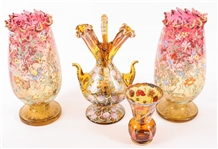 20TH C. VENETIAN PAINTED GLASS VASES 