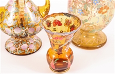 20TH C. VENETIAN PAINTED GLASS VASES 