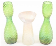 OPALESCENT GLASS VASES LOT OF THREE