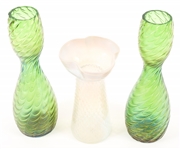 OPALESCENT GLASS VASES LOT OF THREE