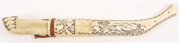 20TH C. SCANDINAVIAN BONE PUUKKO KNIFE 