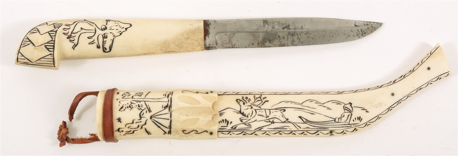 20TH C. SCANDINAVIAN BONE PUUKKO KNIFE 