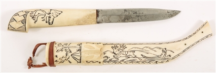 20TH C. SCANDINAVIAN BONE PUUKKO KNIFE 