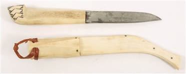 20TH C. SCANDINAVIAN BONE PUUKKO KNIFE 