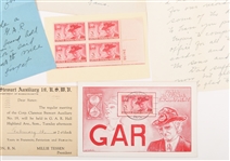 1940S USWV & GAR LETTERS, POSTCARDS, STAMPS & COVERS