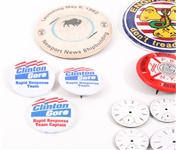 POCKET WATCH DIALS, POLITICAL BUTTONS, CANADIAN MOUNTIE