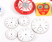 POCKET WATCH DIALS, POLITICAL BUTTONS, CANADIAN MOUNTIE