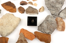 LITHIC CORE AND ARROWHEAD SHARDS & FOSSIL SPECIMENS