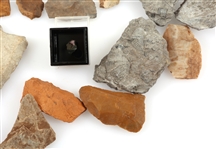 LITHIC CORE AND ARROWHEAD SHARDS & FOSSIL SPECIMENS