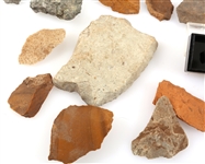 LITHIC CORE AND ARROWHEAD SHARDS & FOSSIL SPECIMENS