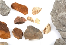 LITHIC CORE AND ARROWHEAD SHARDS & FOSSIL SPECIMENS