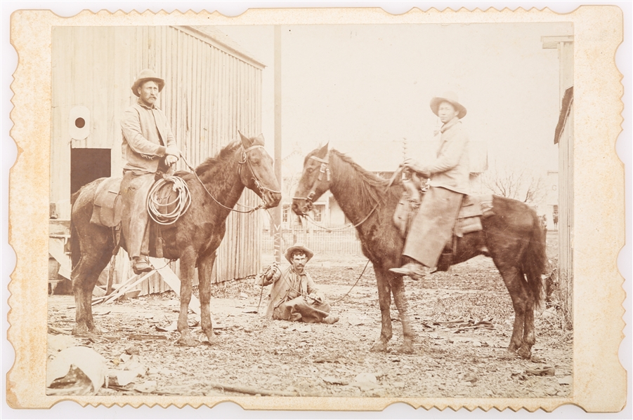 C. 1890s SW TEXAS COWBOYS ON HORSEBACK CABINET CARD