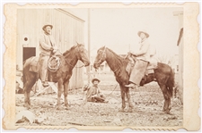 C. 1890s SW TEXAS COWBOYS ON HORSEBACK CABINET CARD