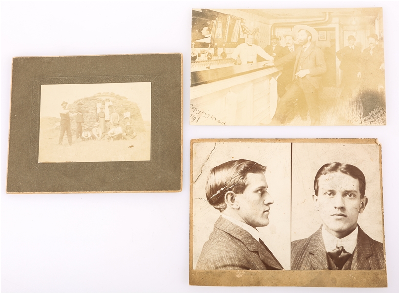 OUTLAWS & THIEVES CABINET CARDS, REAL PHOTO POSTCARD