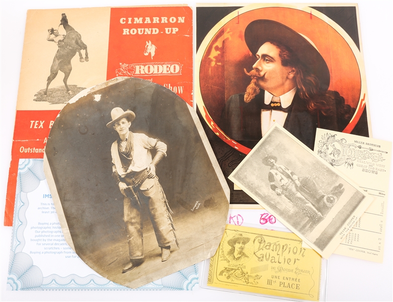 WILD WEST SHOW IMAGES CABINET CARD, TICKET STUB, SOUVENIR