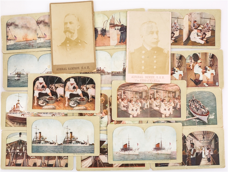 US NAVY SPAN-AM WAR IMAGES - CABINET & STEREOVIEW CARDS