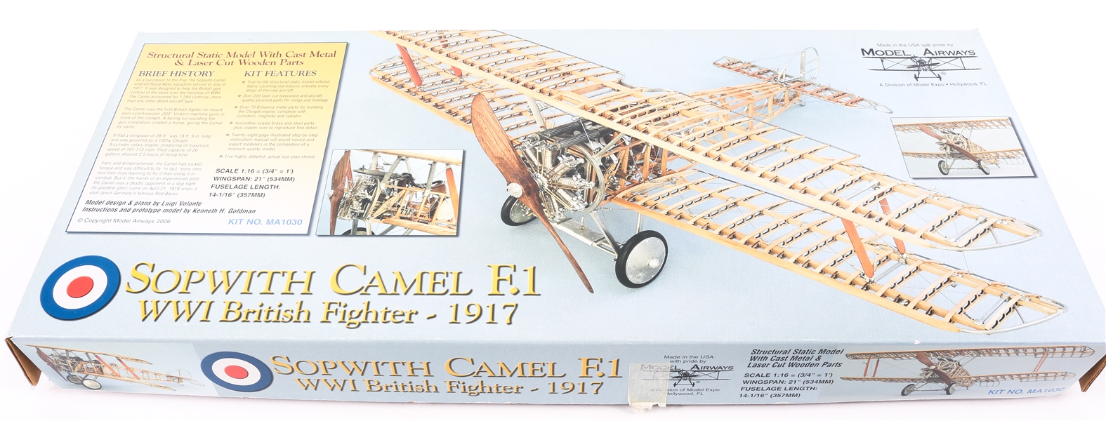 MODEL AIRWAYS 1:16 SOPWITH CAMEL F1 WWI BRITISH FIGHTER